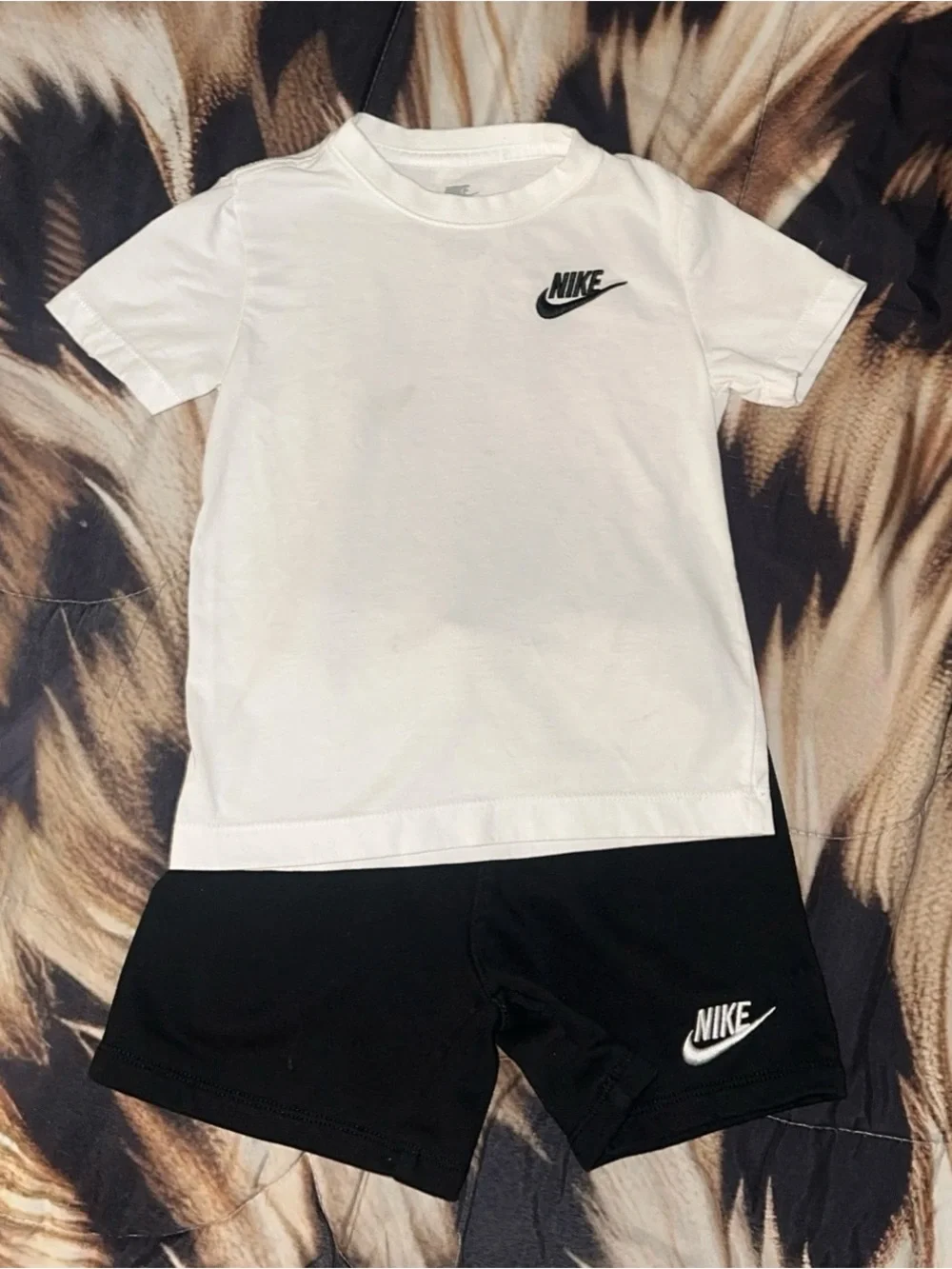 Nike White Tee with Black Logo - Kids